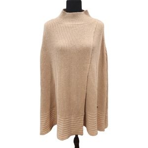 Lauren by Ralph Lauren Tan Poncho Cape Ribbed Sweater Size L/XL